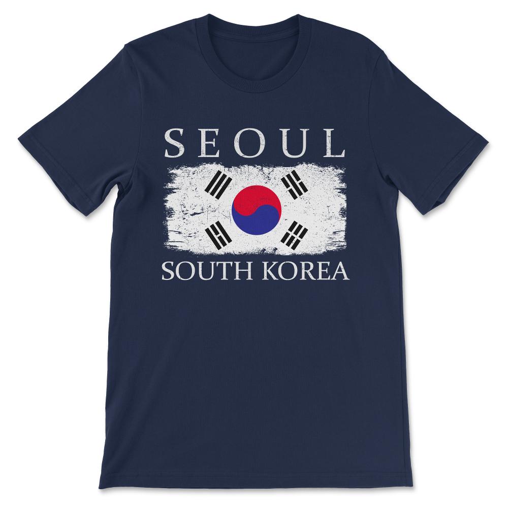 Seoul South Korea Flag South Korea Visitor Seoul Tourist Gift Tee - - Navy