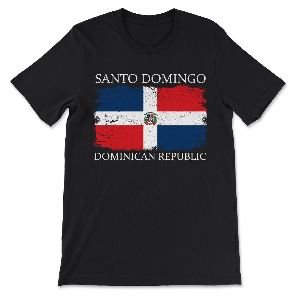 Santo Domingo Dominican Republic Flag Dominican Tourist Gift Tee - - Black
