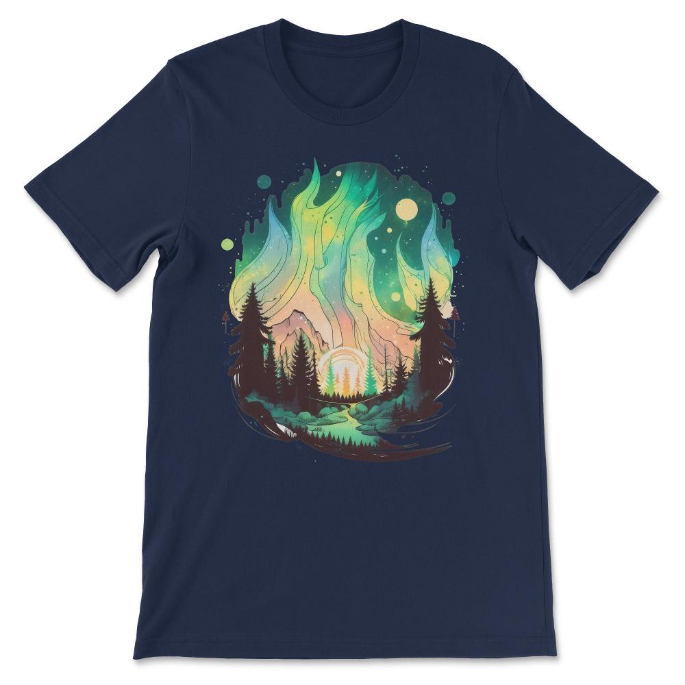 Aurora Borealis Northern Lights Beautiful and Colorful Sky Gift Tee - Navy