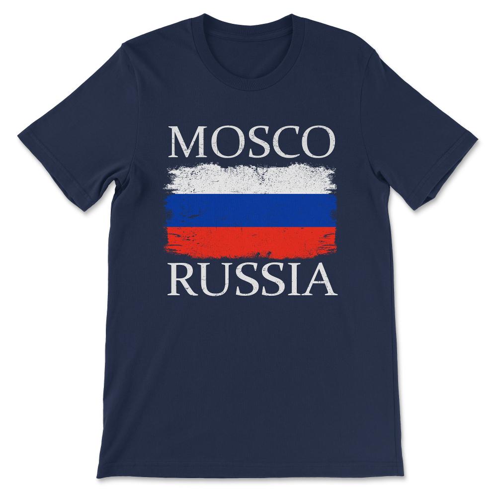 Mosco Russia Flag Russia Tourist Mosco Tourist Capital Mosco Gift Tee - Navy
