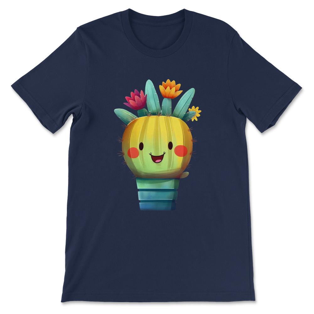 Cute Cactus Florist Succulent Lover Potted Plant Gardening Gift Tee - - Navy