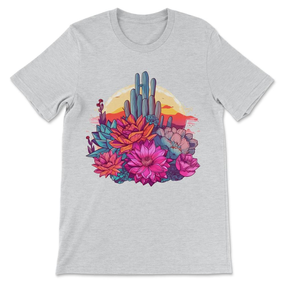 Cactus Desert Western Texas Succulent Retro Southwest Vibes Gift Tee - Ash