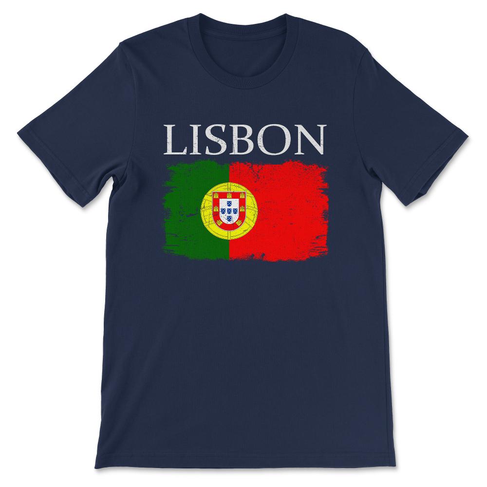 Lisbon Portugal Flag Lisbon Tourist Capital Portugal Gift Tee - - Navy