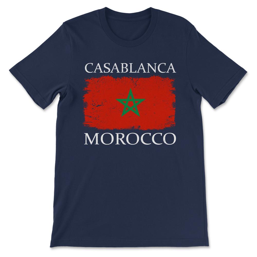 Casablanca Morocco Flag Morocco Tourist Casablanca Visitor Gift Tee - - Navy
