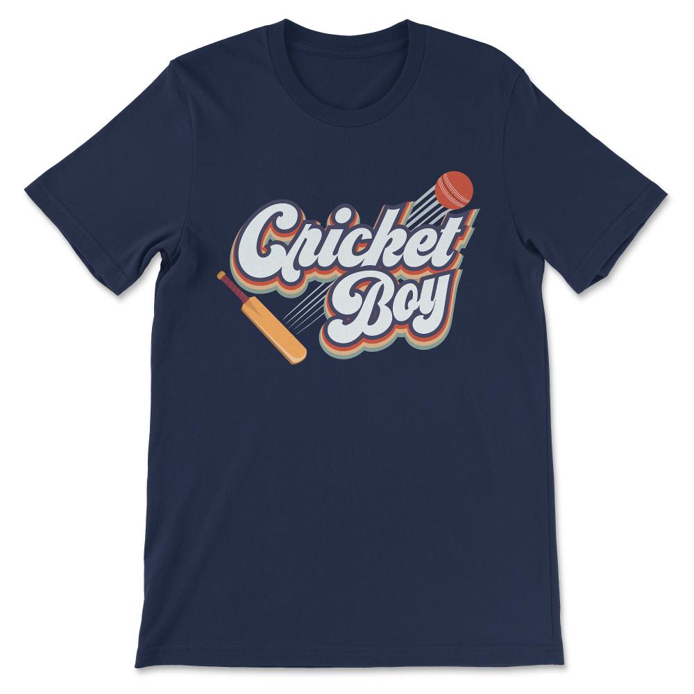 Cricket Boy Batsman Boy Bowler Boy Cricketer Cricket Man Gift Tee - - Navy