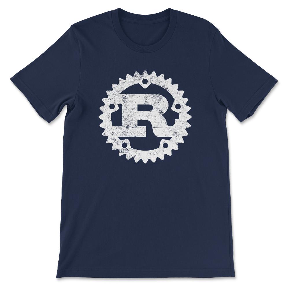 Rust Programming logo print distressed Gift Tee - Unisex T-Shirt - Navy