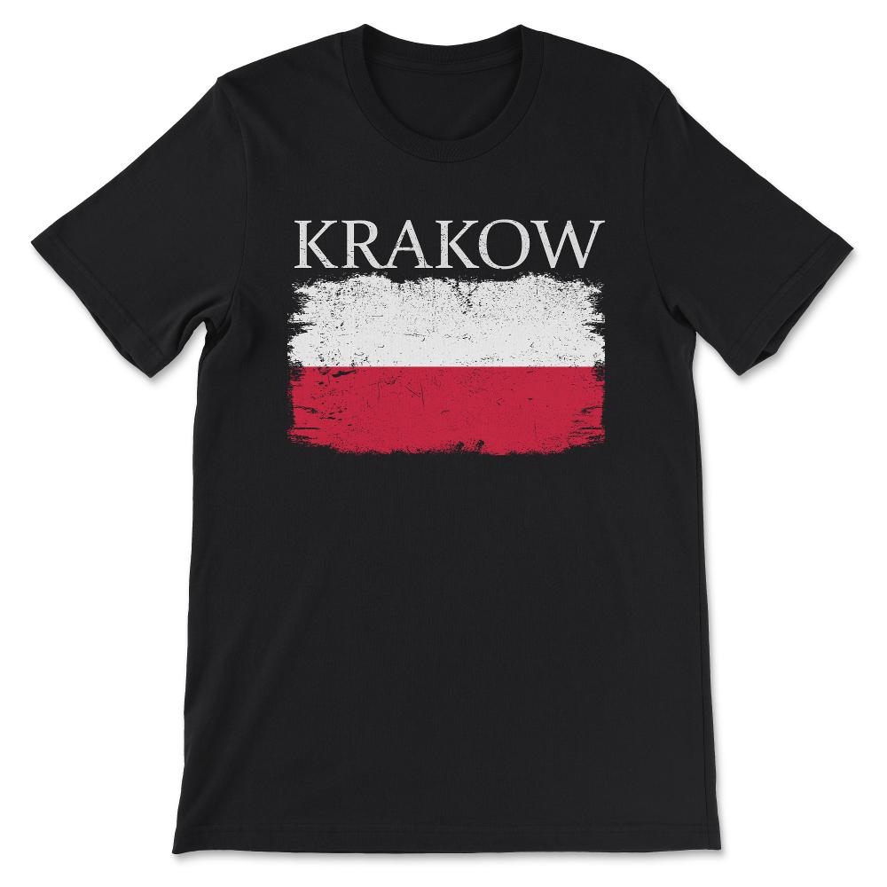 Krakow Poland Krakow Flag Poland Tourist Poland Flag Gift Tee - - Black