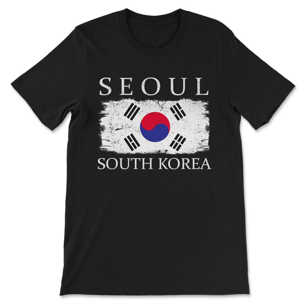 Seoul South Korea Flag South Korea Visitor Seoul Tourist Gift Tee - - Black