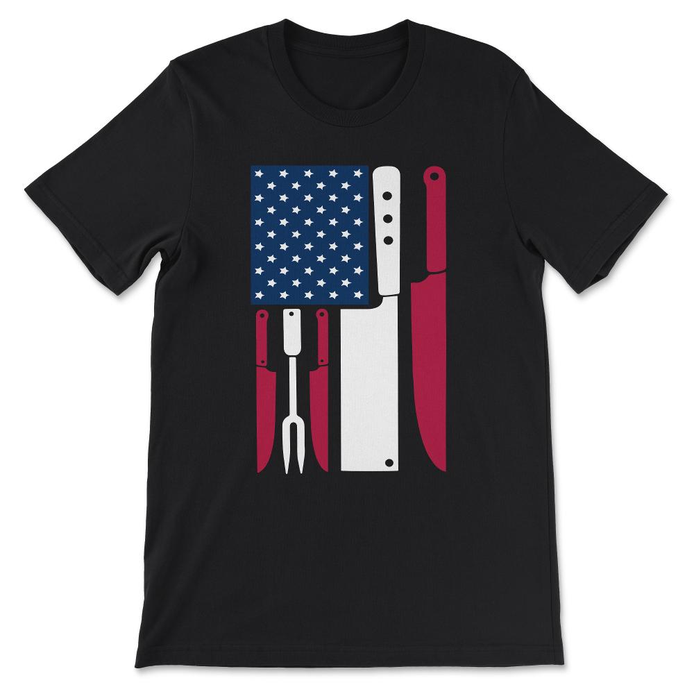 Chef USA Flag American Chef Patriotic Chef Professional Chef Gift Tee - Black