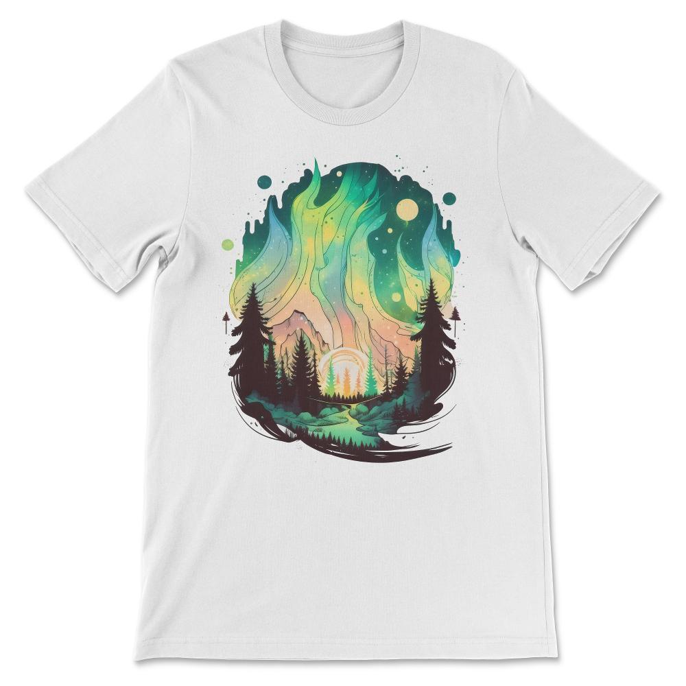 Aurora Borealis Northern Lights Beautiful and Colorful Sky Gift Tee - White
