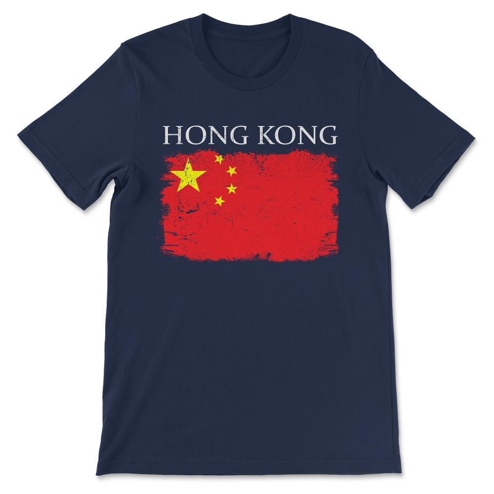 Hong Kong China Flag China Tourist Hong Kong Tourist Gift Tee - - Navy