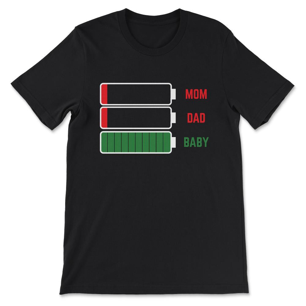 Funny New Mom New Dad New Parents Tired Battery Costume Gift Gift Tee - Black