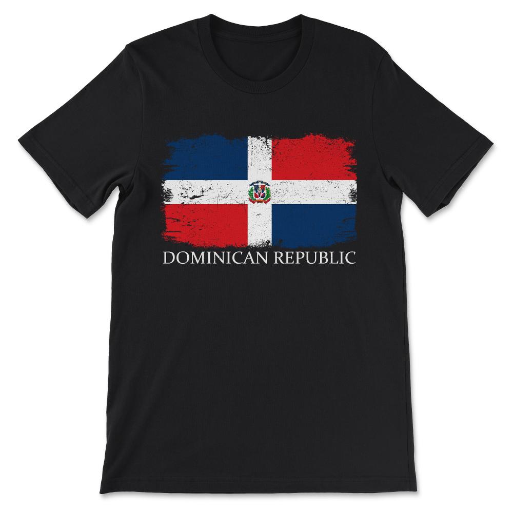Dominican Republic Country Flag Dominican Republic Tourist Gift Tee - - Black