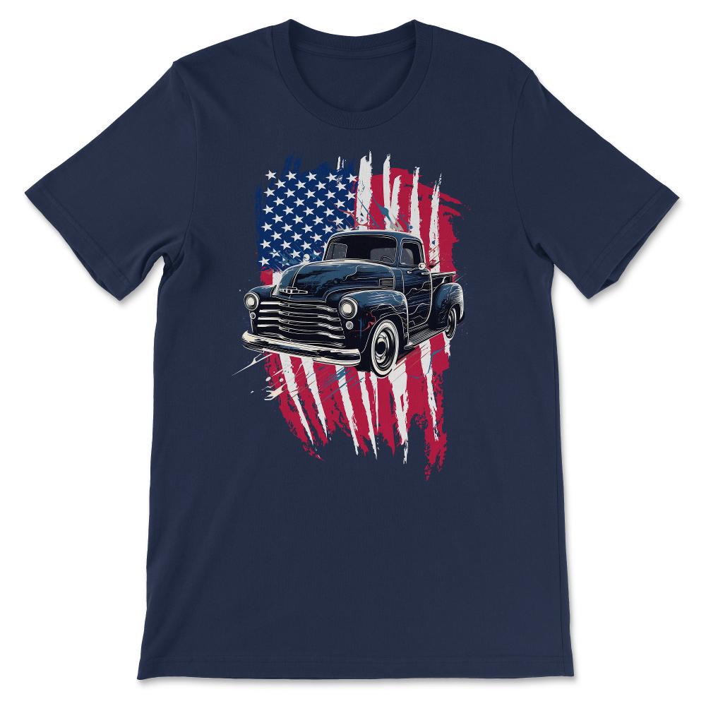 Truck Vintage Old Classic School American Pickup Retro Farm Gift Tee - Navy