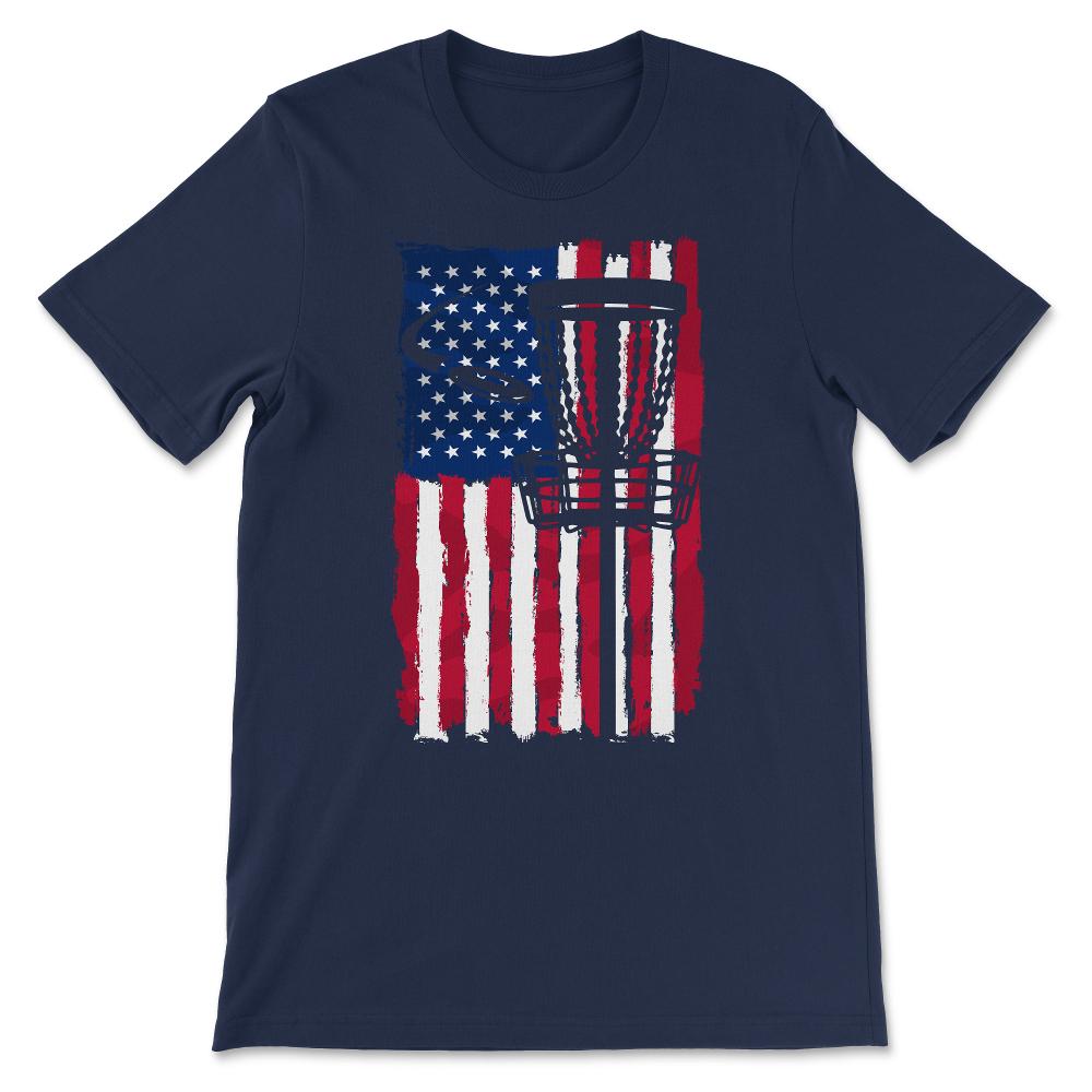 Disc Golf - USA Flag American - Folf Frolf Men Women Dad Gift Tee - - Navy