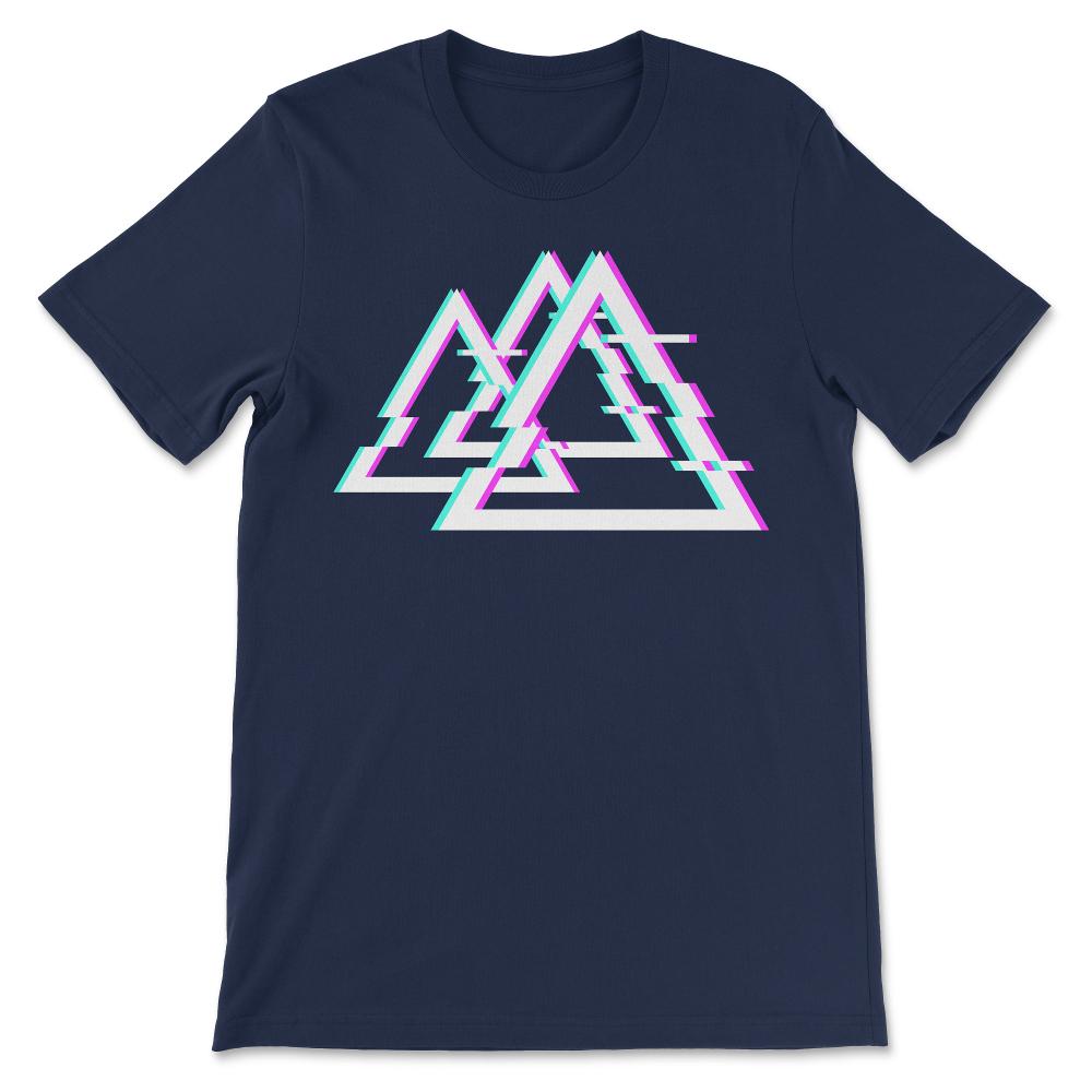 Glitch Retro Designs Glitch Goth Lovers Focus Triangles design Gift - Navy
