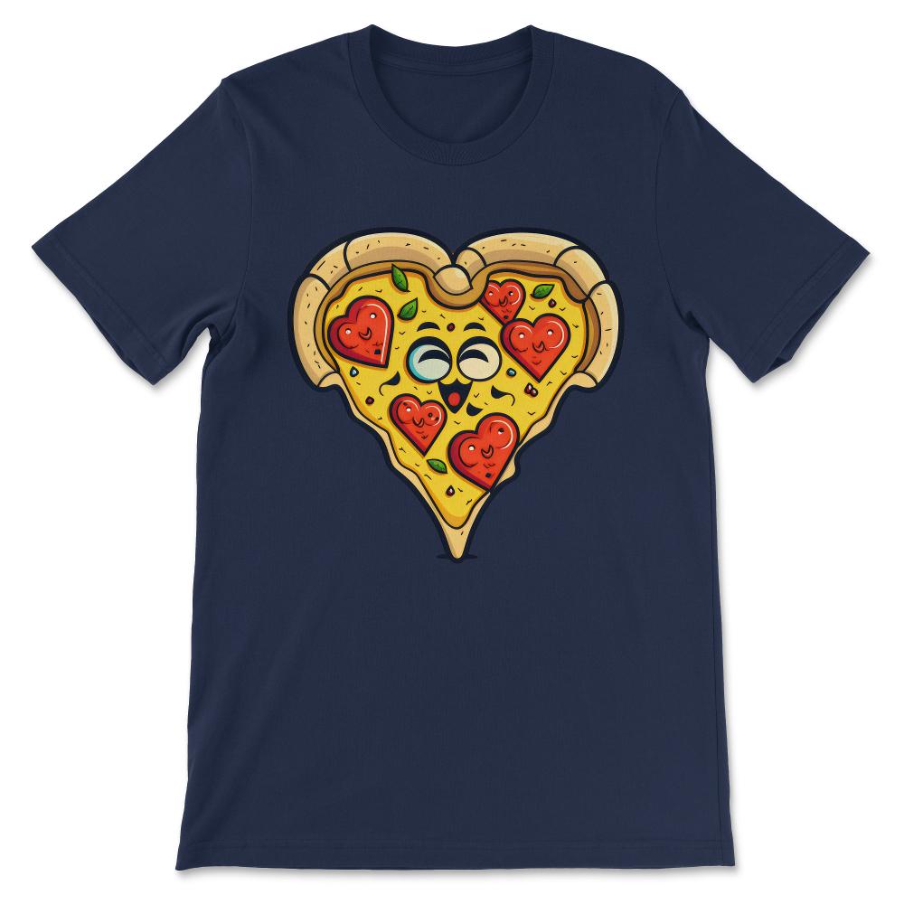 Funny Pizza Lover Heart Foodie Hilarious Cute Italian Slice Gift Tee - Navy