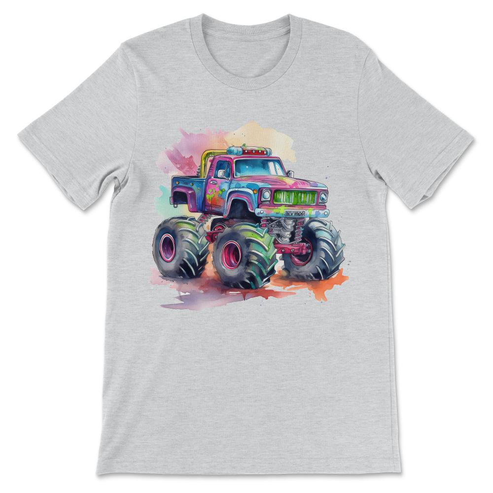 Monster Truck Big Retro Race Dad Trucker Lover Jam Vintage Gift Tee - - Ash
