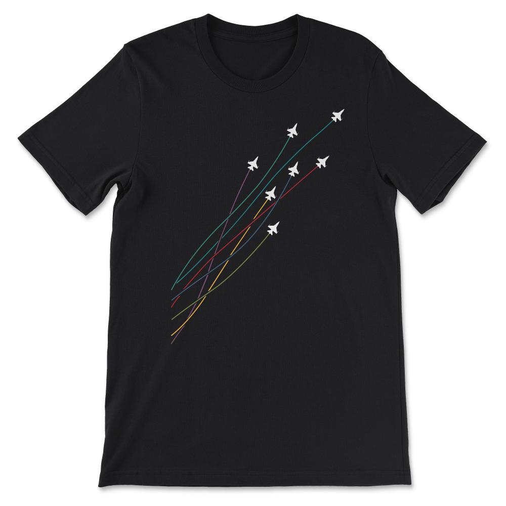 Pilot Colorful Flying Jets Airplanes Aeroplanes Gift graphic Gift Tee - Black