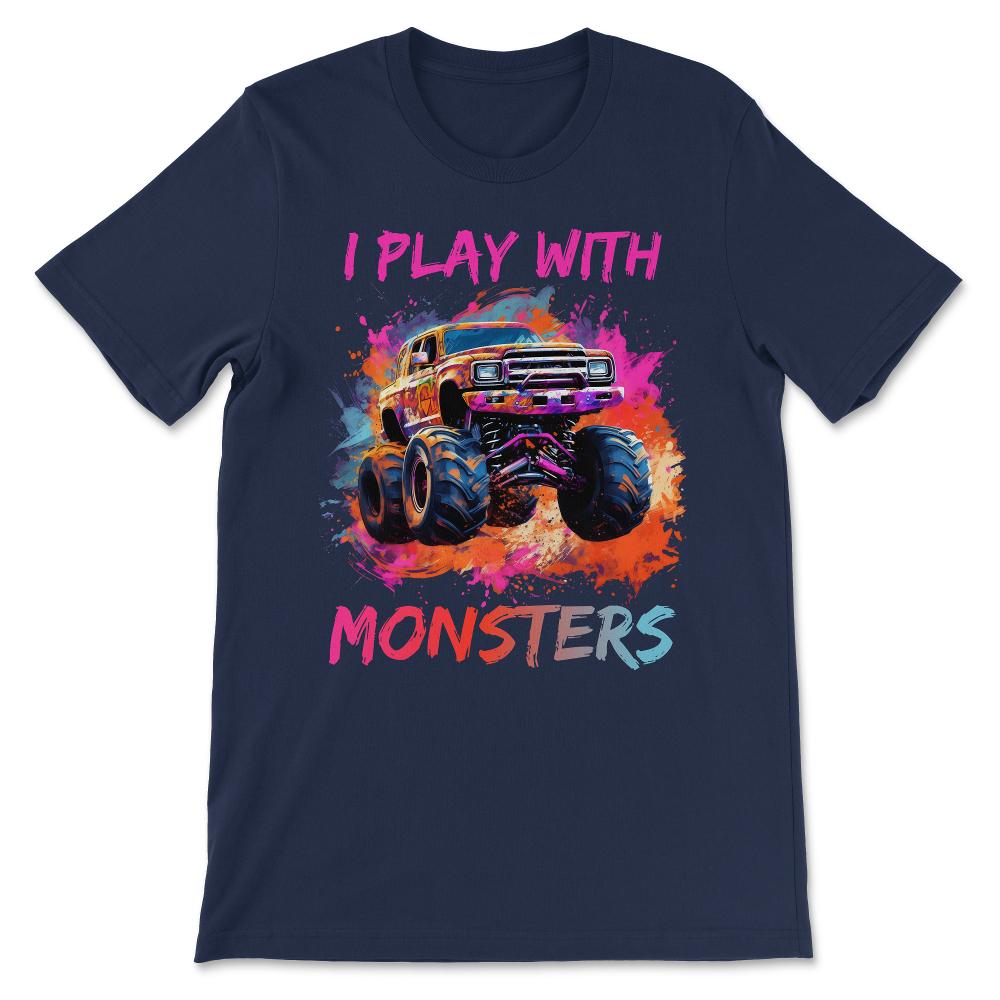 Monster Truck Big Retro Race Trucker Lover Jam Vintage Gift Tee - - Navy