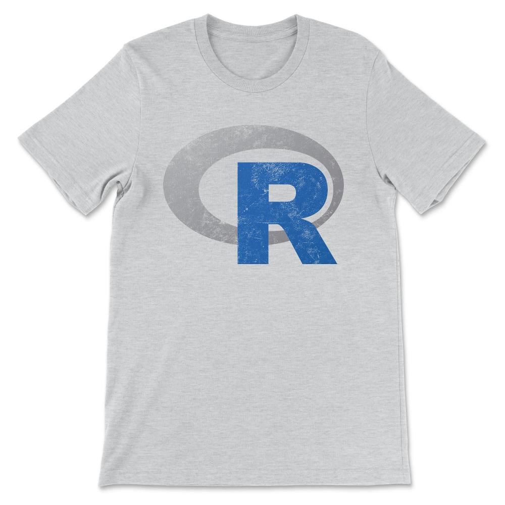 R logo programming Vintage Distressed design Gift Tee - Unisex T-Shirt - Ash