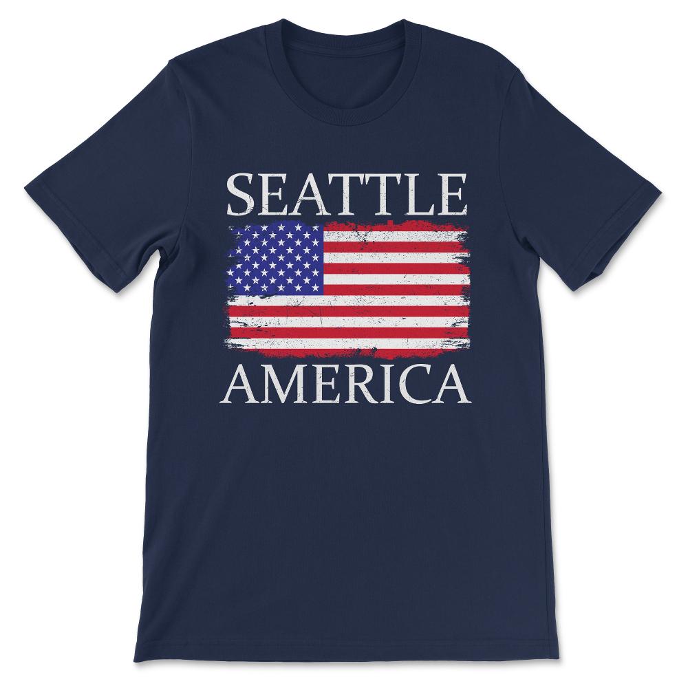 Seattle America Seattle Style America Flag America Tourist Gift Tee - - Navy