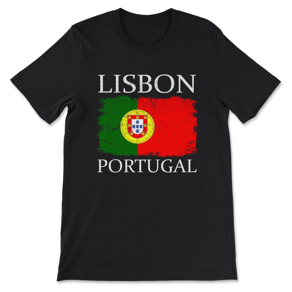 Lisbon Portugal Flag Lisbon Tourist Capital Portugal Gift Tee - - Black