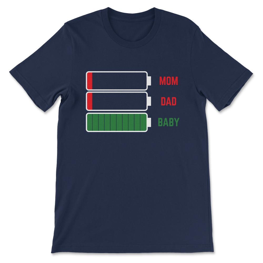 Funny New Mom New Dad New Parents Tired Battery Costume Gift Gift Tee - Navy
