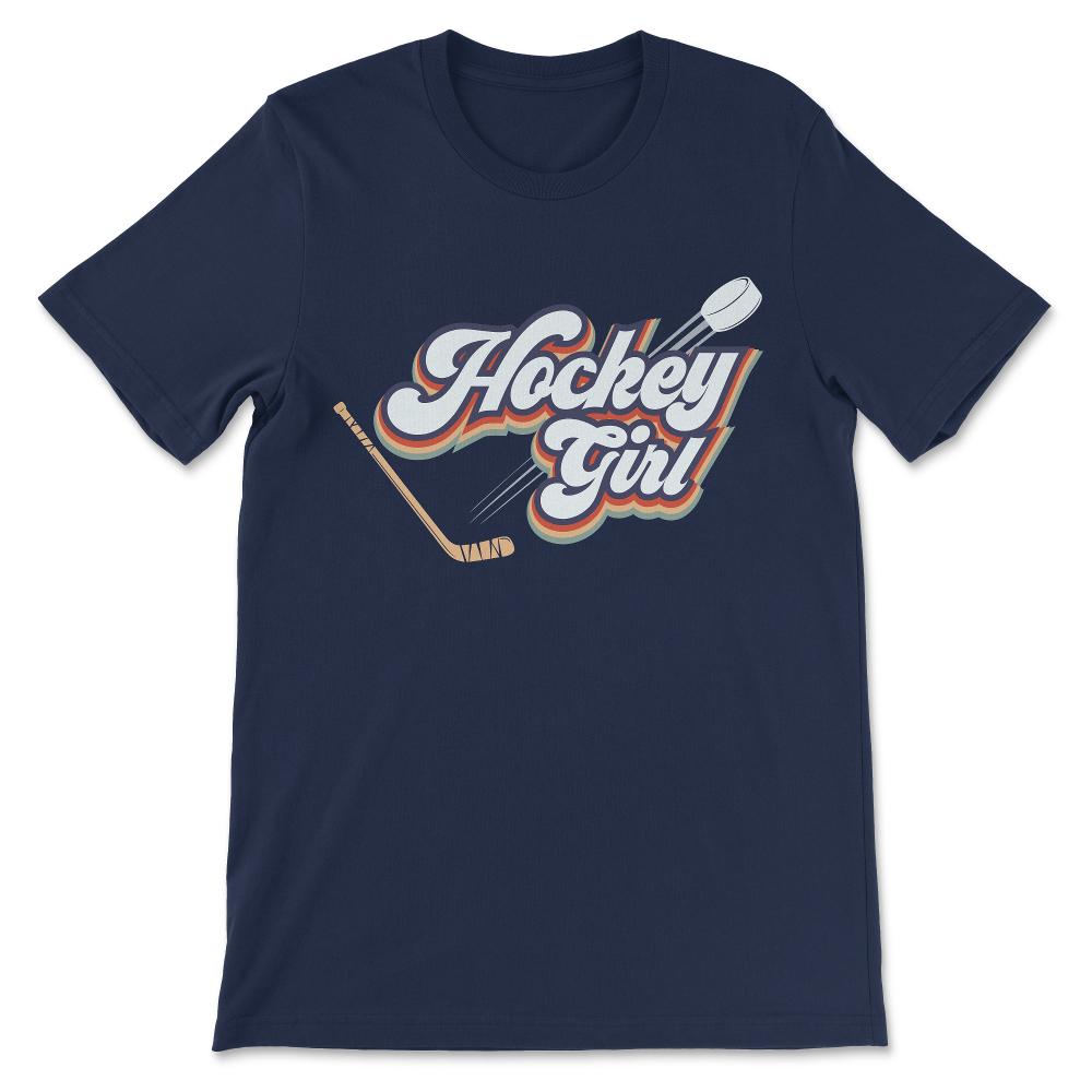Ice Hockey Girl Ice Hockey Woman Ice Hockey Player Team Gift Tee - - Navy