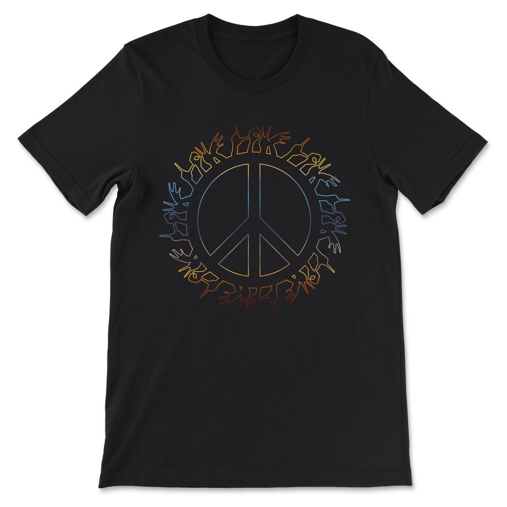 Peace Sign World Lovers Flower Hippie Artistic Groovy Soul Gift Tee - - Black