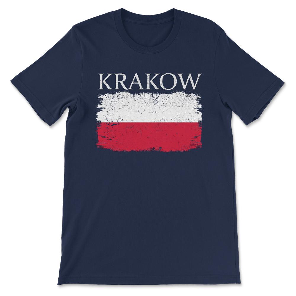 Krakow Poland Krakow Flag Poland Tourist Poland Flag Gift Tee - - Navy