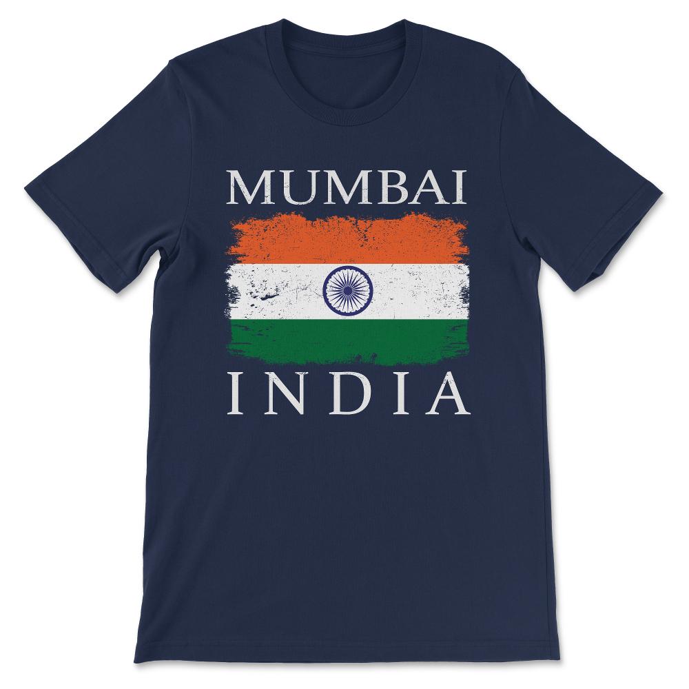 Mumbai India Flag Mumbai City India Tourist Indian Sports Gift Tee - - Navy