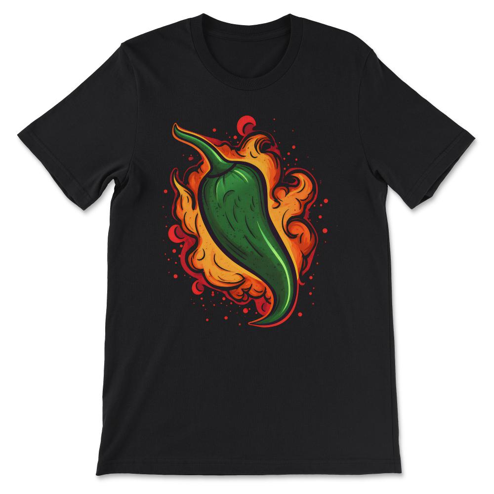 Chili Funny Pepper Hot Spicy Food Lovers Heat Fire Mexican Gift Tee - - Black