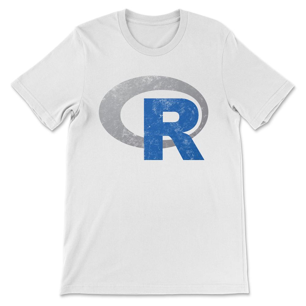 R logo programming Vintage Distressed design Gift Tee - Unisex T-Shirt - White