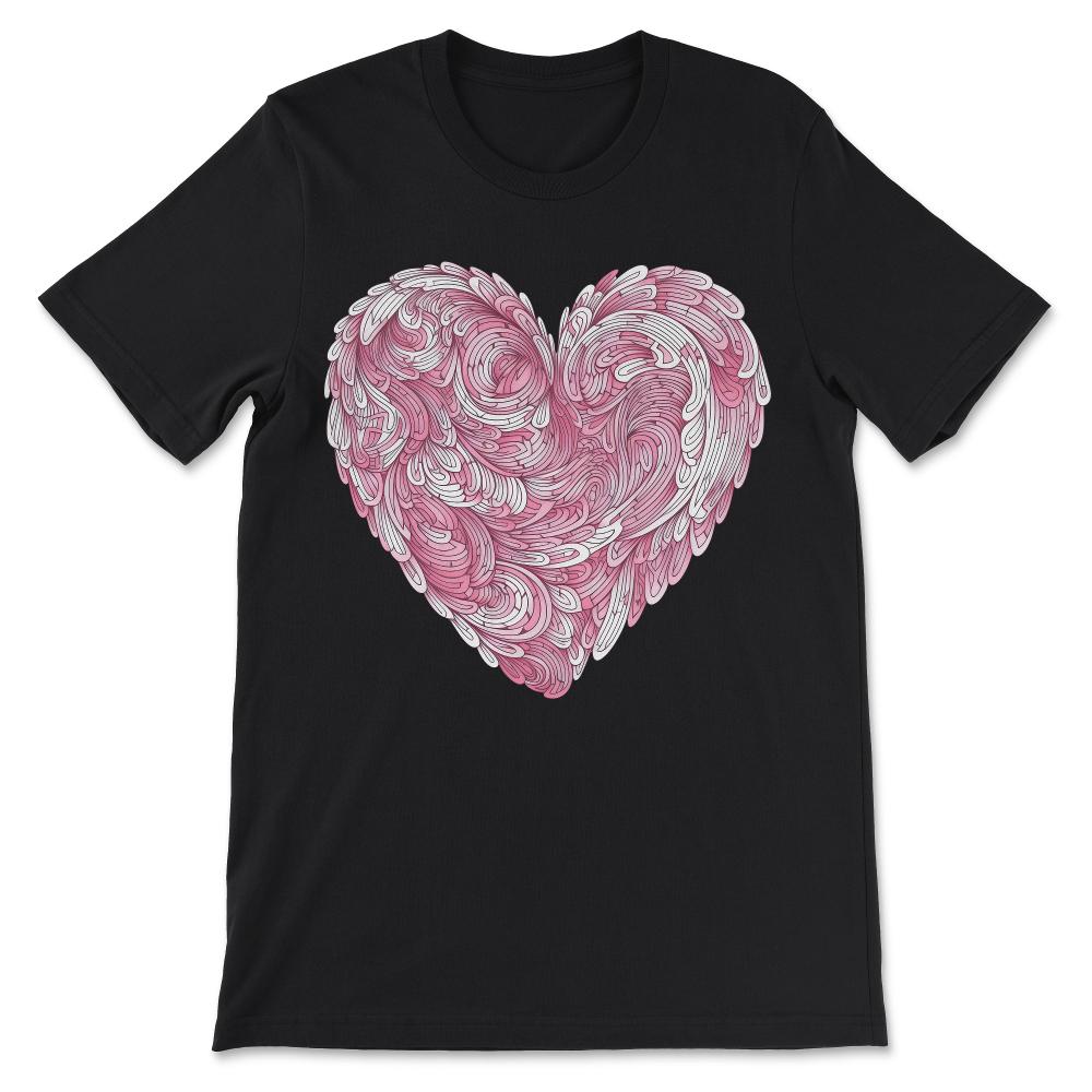 Heart - Cute Floral Pink Heart Love Women Girls Wife Mom Gift Tee - - Black