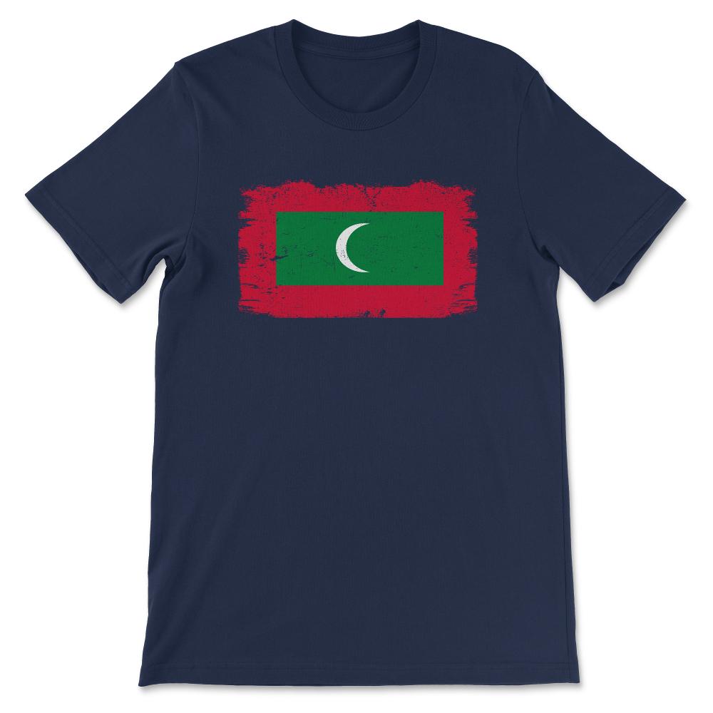 Maldives Country Flag Maldives Tourist Maldives Team Gift Tee - - Navy