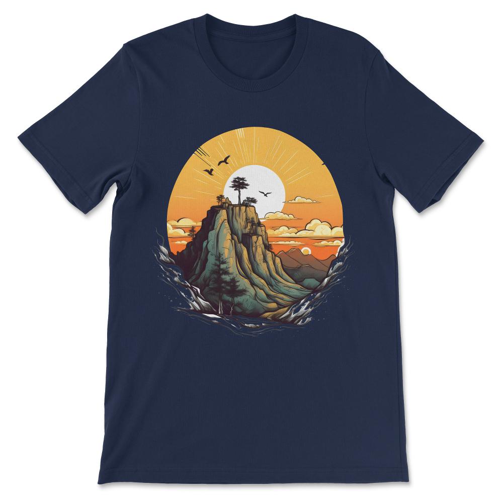 Hiker Scout Camping Hiking Mountaineering Mountains Vintage Gift Tee - Navy