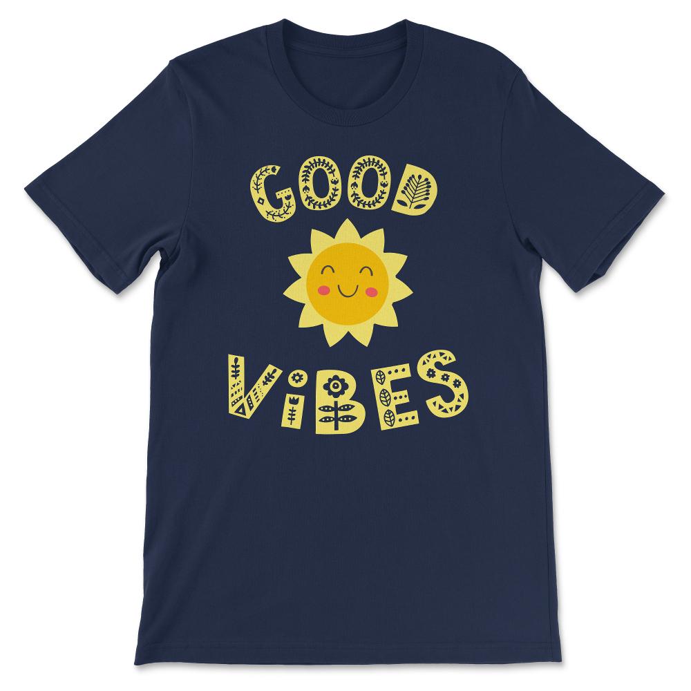 Good Vibes Hippie Peace Love Earth Birthday Gift design Gift Tee - - Navy