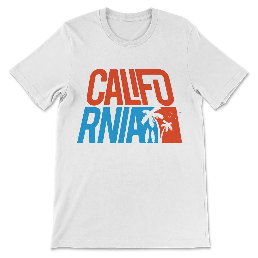 California Beach Tree San Francisco Los Angeles design Gift Tee - - White