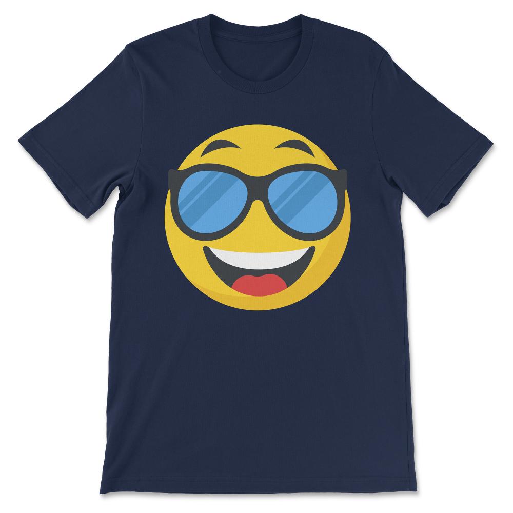 Funny Cool Sunglasses Emoticon Cute Feeling Cool Emoticon graphic - Navy