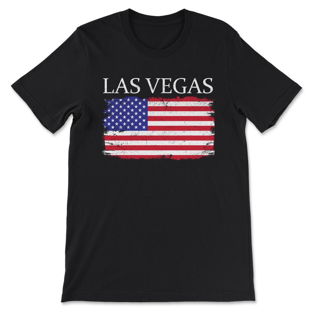 Las Vegas America Flag USA Tourist Las Vegas Visitor Gift Tee - - Black