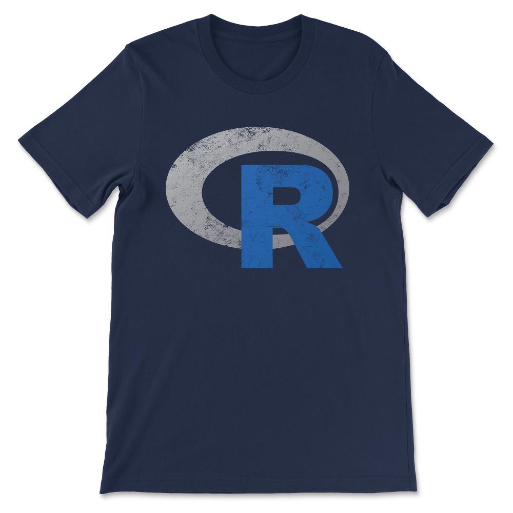 R logo programming Vintage Distressed design Gift Tee - Unisex T-Shirt - Navy