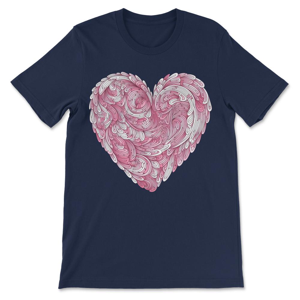 Heart - Cute Floral Pink Heart Love Women Girls Wife Mom Gift Tee - - Navy