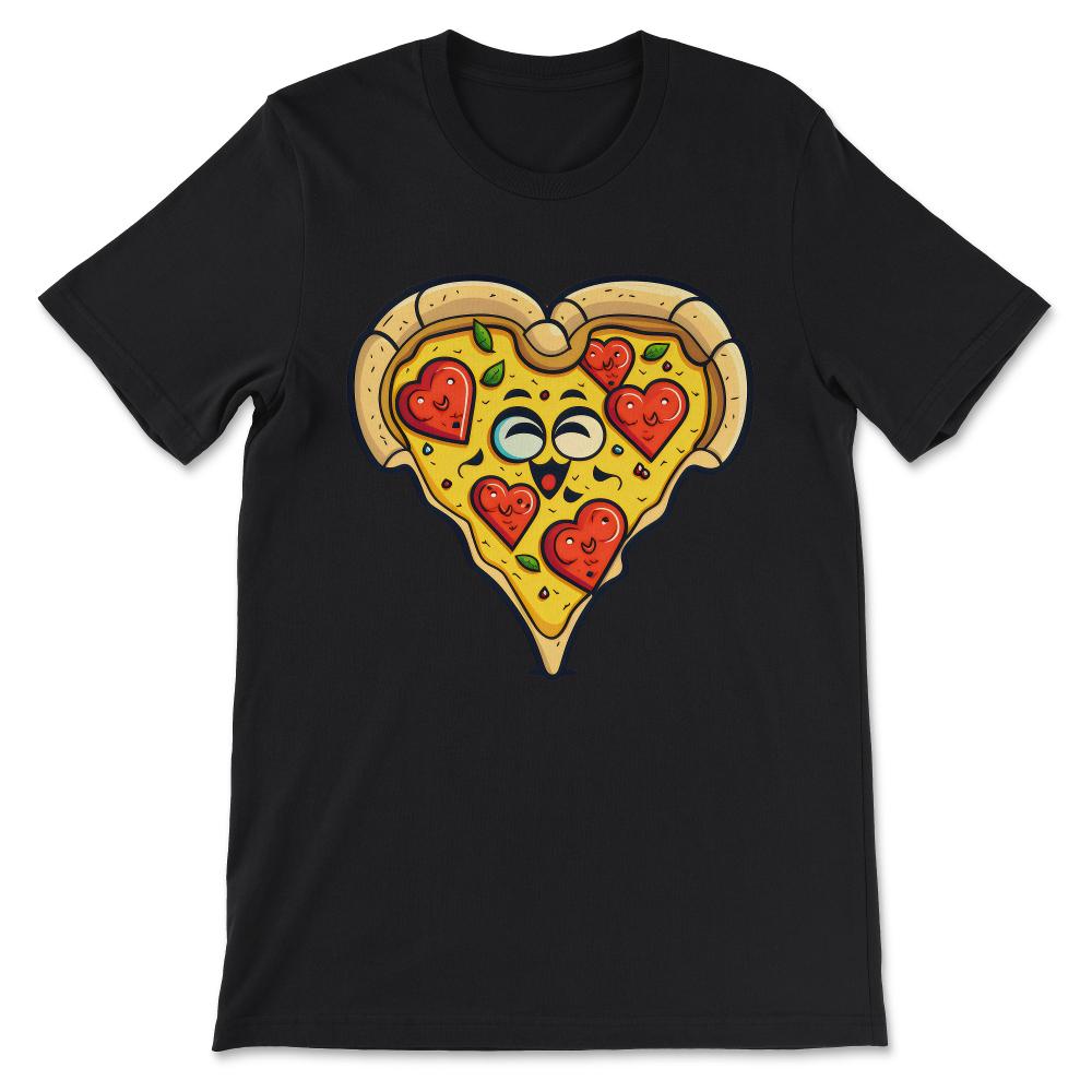 Funny Pizza Lover Heart Foodie Hilarious Cute Italian Slice Gift Tee - Black