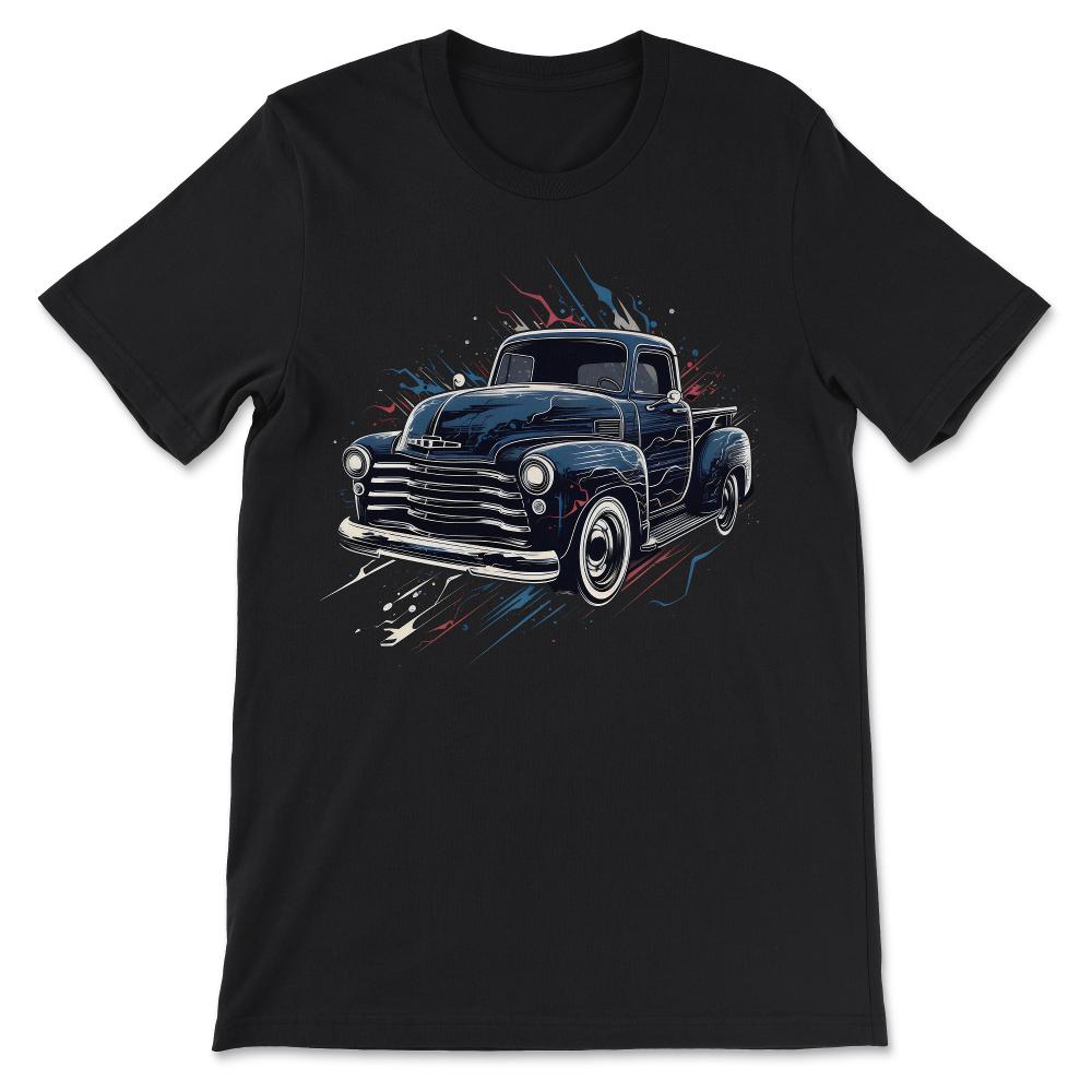 Car Vintage Old Classic School Automobile Truck Hot Rod Fast Gift Tee - Black