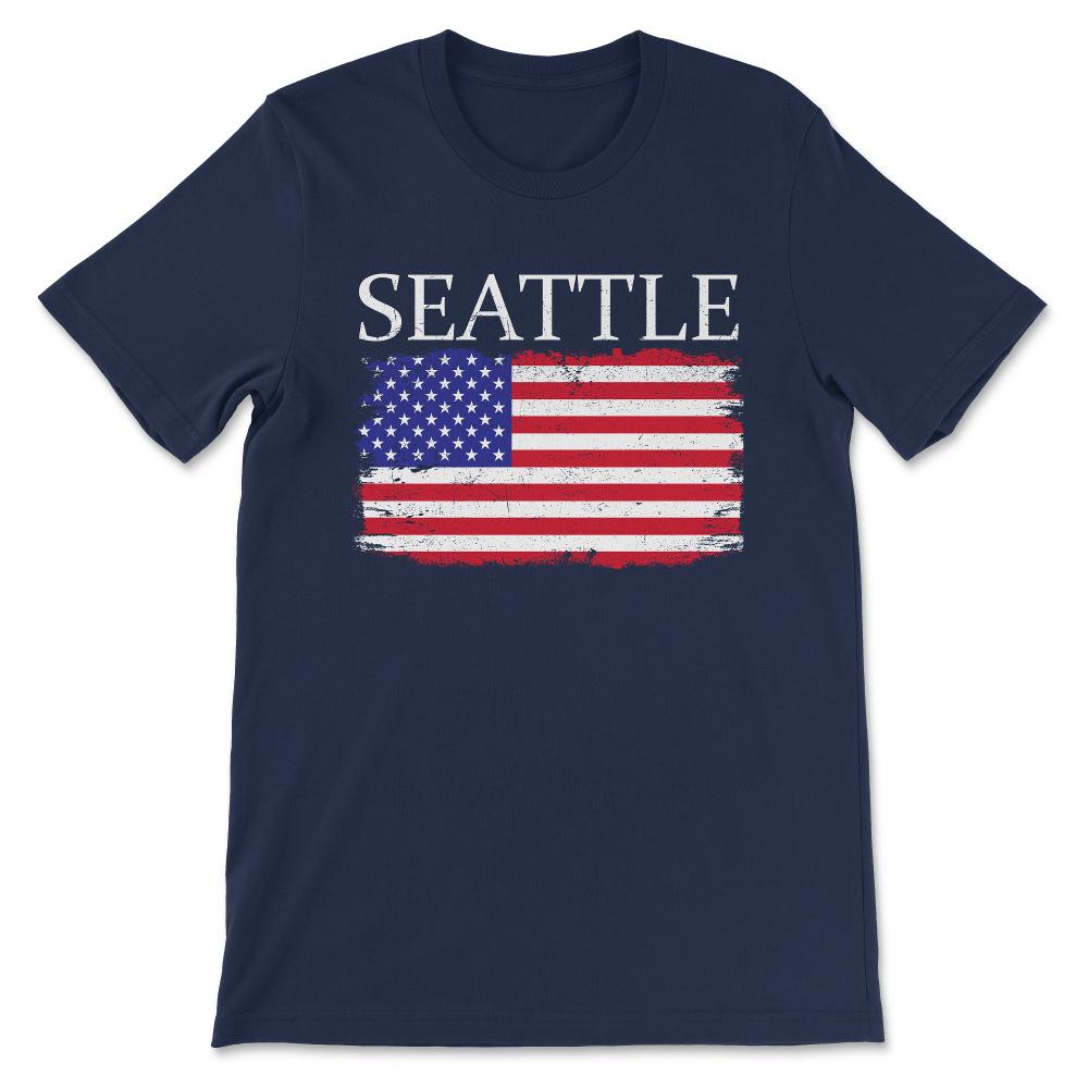 Seattle America Seattle Style America Flag America Tourist Gift Tee - - Navy