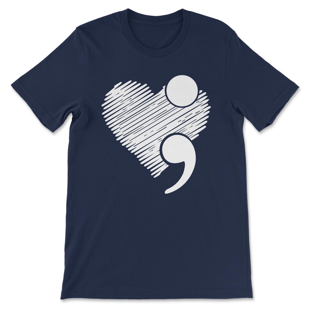 Suicide Awareness - Suicide Prevention - Heart Semicolon - Mental - Navy