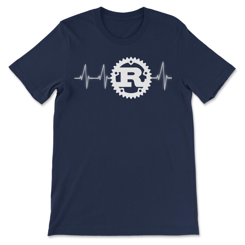 Rust Programming logo heartbeat design design Gift Tee - Unisex - Navy