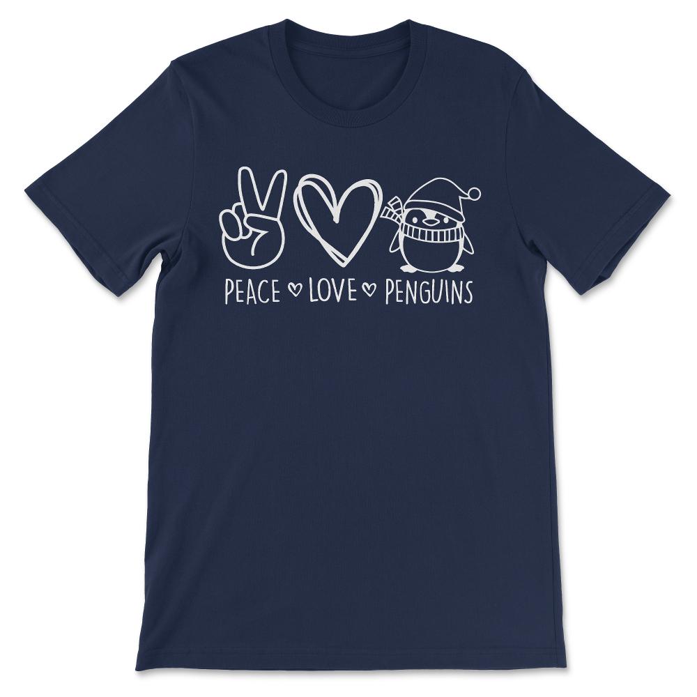 peace love penguins white Gift Tee - Unisex T-Shirt - Navy