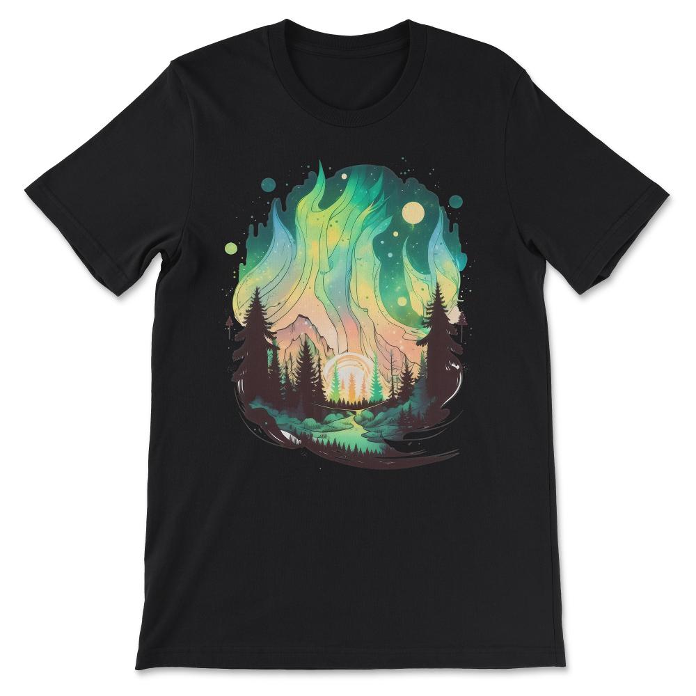 Aurora Borealis Northern Lights Beautiful and Colorful Sky Gift Tee - Black